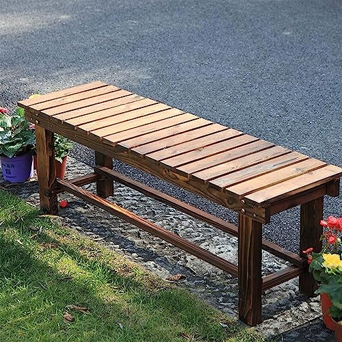 YangAera 47.2'' Outdoor Garden Benches Weatherproof Patio Bench Two-Person Seat Backless Bench Wood Bench with Slatted High Temperature Bench for Front Porch Backyard (Upgraded to Prevent Fading)