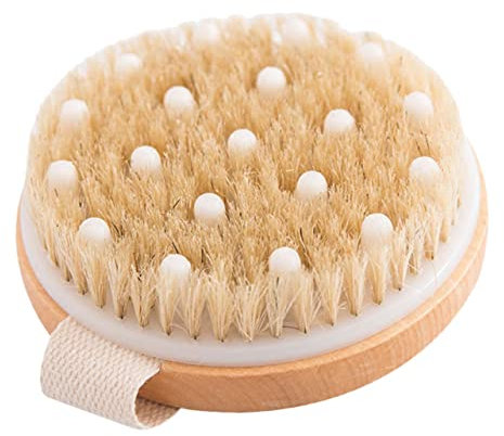 Beaupretty Wooden Bath Brush Bristle Exfoliating Massage Body Bathing Brush for Shower Cleaning