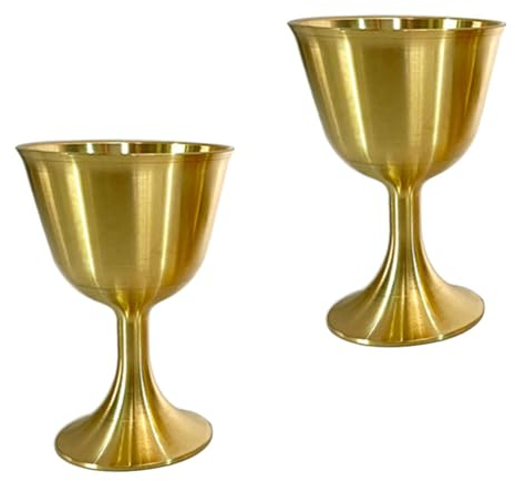 Ciieeo 2pièces Tasses Laiton Calice Décoratif Cuivre Pour Offrandes Au Temple Tasses De Communion Et Décoration Vintage