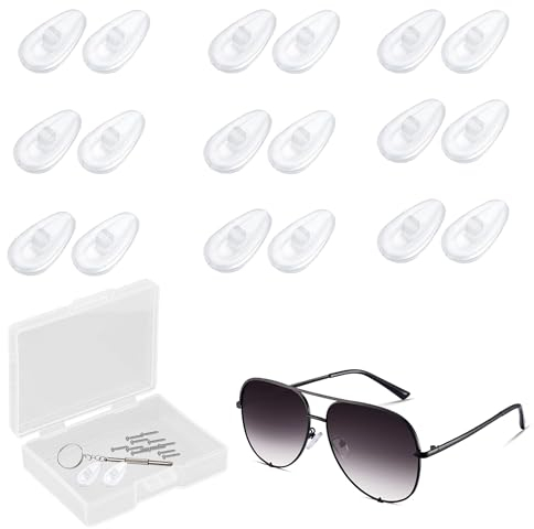 Hoonimo 10 Paare Brillen Nasenpads Silikon Transparent Nasenpads Brille Rutschfeste Nasenpads für Brillen Rutsch Stopper Gläser Brillenpads Zubehör Brillen Reparaturset