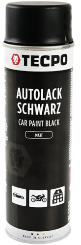 TECPO Lackspray schwarz matt, 500ml Autolack Rallyschwarz Sprühlack Farbspray mit hoher Deckkraft für Innen- und Außenbereich