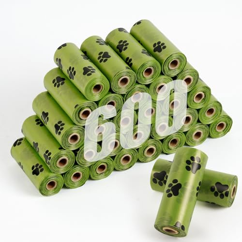 AMFUN Sacchetti Cane Cacca, 600 Pezzi/30 Rotoli Sacchetti per Cani, Sacchetti igienici per Cane, Extra Spesso, a prova di Perdite, non Profumati