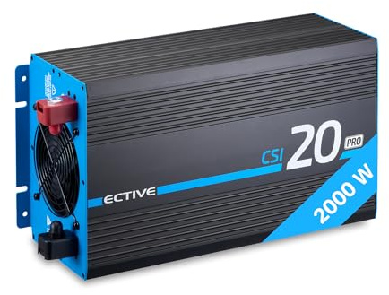 ECTIVE - Wechselrichter 12V auf 230V CSI PRO 20-2000W reine Sinuswelle - Offgrid-Spannungswandler DC/AC Strom mit USB, Überlast- & Überhitzungsschutz, NSV & USV Funktion & Batterieladefunktion bis 30A