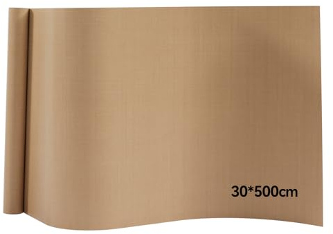 Creatorally Teflón PTFE, Papel de Sublimación para Prensa Térmica 30x500 cm, Lámina de Transferencia Reutilizable Antiadherente para Planchar, Impresión de Camisetas, Tapete Térmico