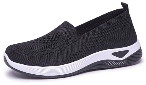 Zapatillas Mujer Verano Zapatillas Ortopedicas Mujer Zapatos para Caminar Ortopedicos con Malla Calzado Verano Casual Ligero Transpirable Zapatos Modas ParaSenderismo Negro 1 40