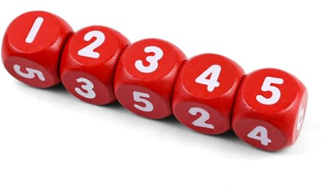 QUTHZZHY 5 dadi grandi, 25 mm, cubi colorati rossi con numeri 1-6, set di dadi D6, giocattolo per bambini, per giochi da tavolo, educazione della prima infanzia, feste, insegnamento matematico