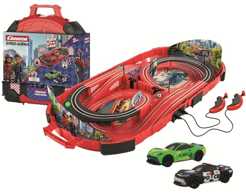 Carrera Speed Arena Police Chase - Portable Slot Car Race Track Includes 2 Cars - Battery-Powered Beginner Toy Racing Set for Kids Ages 3 Years and Up