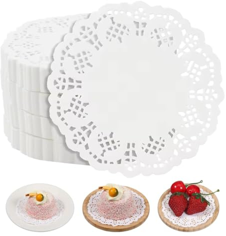 GNALIA Napperon Papier Dentelle Blanc, 150 Pièces 9Cm 3.5 Rond Pour Mariage, Anniversaire, Gâteaux Et Décoration De Table