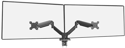Mars Gaming MARM-PRO2, Support pour Moniteur Double avec Double Ressort à Gaz jusqu'à 27”, Mouvement Articulé 360° et Hauteur Réglable, Compatible avec VESA 75x75 et 100x100, Noir