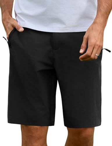 Lonya Pantaloncini Uomo Bermuda Estivi Casual Lavoro Pantaloni Corti Leggeri Traspiranti Mountain Bike Ciclismo Aperta Trekking attività all'Aria Esteso-Nero,M