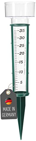 Lantelme Regenmesser mit Erdspieß 24cm x 8cm Kunststoff Glas | Niederschlagsmesser zur Wassermengenermittlung im Garten Gewächshaus und Landwirtschaft | Regenwassermesser für Outdoor und Gartenstecker