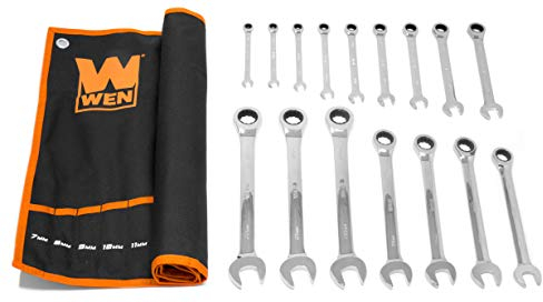 WEN WR161M Profi-Ratschenringschlüssel-Set, metrisch, mit Aufbewahrungstasche, 16-teilig