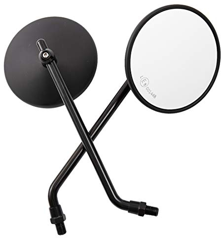 Motorrad Seitenspiegel Runder Universal CNC Aluminium Rückspiegel für Motorrad Bike Cafe Racer Chopper Bobber (Schwarz)