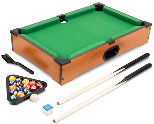 Hey Play Mini Pool Table, Portable Tabletop Billiards Game, 20.25” x 12.25”