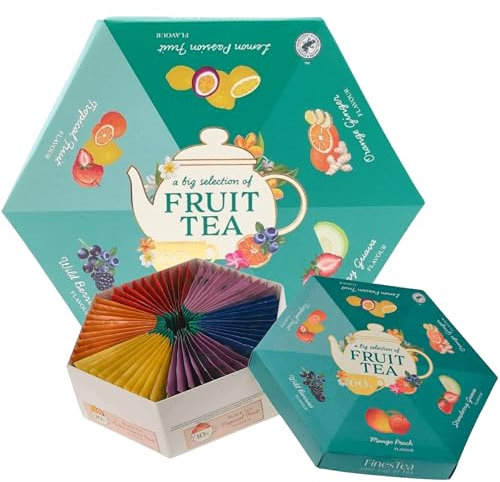 Tea Gift Set - Assorted Herbal and Fruit Tea Selection | 60 Fruit Tea Bags Including Peppermint Fruit Herbal Mint |Gifts for Women & Men |Vegetarian-Vegan-Friendly