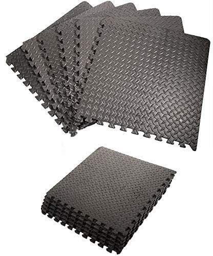 Noir Tapis pour équipements de Fitness avec emboîtables Dalles en Mousse EVA Matelas Puzzle pour matériel Fitness, Gym, Musculation, Intérieur Sport, Tapis de Sport Fitness en Mousse EVA (18PC)