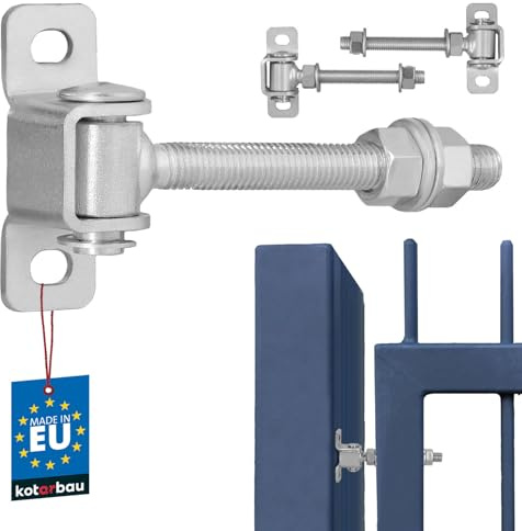 KOTARBAU® Bisagras Para Puertas - Acero - 115 mm M12 - Plata - Bisagra Ajustable Para Puerta De Jardín - Con Placa De Montaje - Para Cancelas Y Portones - Bisagras Regulables