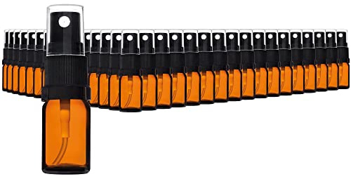 HandsUnity 5ml-255pcs de Flacon Pulvérisateur en Verre - set de Flacons en Verre Ambré de Pharmacie avec Vaporisateur Noir Flacon Pulvérisateur en Verre Brun comprenant 5 Accessoires