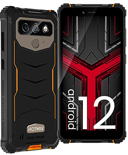 HOTWAV T5 Pro Rugged Smartphone 2024, 6,0 Pollici HD Android 12 Telefono Indistruttibile, 7500mAh 4GB+32GB Espandibili, IP68 Antiurto Dual 4G, 13MP-Kamera Smartphone Rugged - Face ID/OTG/GPS