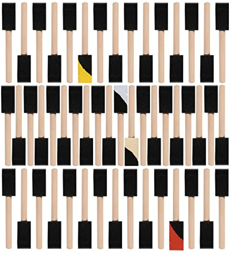 Mister Rui 1 Foam Paint Brushes, 1 Inch Foam Brush Set Pack of 50, High Density Foam Used with Most Paints, for Wood Danish Oil, Acrylic Paint, Varnish, Wood Stain, and Glue