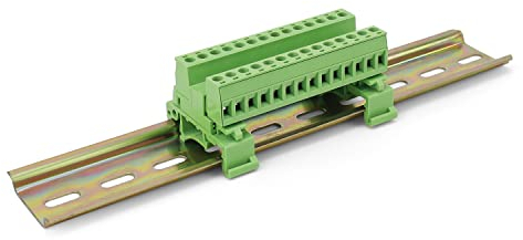 14 Pin Morsettiera per Guida DIN, LNSYSNS Set di Terminali a Vite PCB, 2,5 mm Diametro Filo, Tensione Nominale 300 V-10 A Passo 5,08 mm, con 20cm Guida DIN per Connessione Elettrica