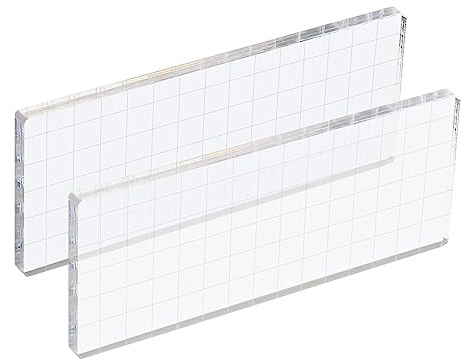 PATIKIL 6 x 3 Acrylic Stamp Block, 2 Pack Clear Stamping Block with Grid Lines Decorative Mounting Blocks Square for Scrapbooking DIY Crafts Card Making