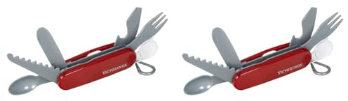 Victorinox Theo Klein 2805 Schweizer Taschenmesser I Spielzeug-Taschenmesser für Kinder mit 6 Werkzeugen und Besteck I Spielzeug für Kinder ab 3 Jahren (Packung mit 2)