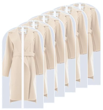 QH7 Garment Covers Dustproof Clothes Covers Moth Proof Coat Bag with Zip PEVA Translucent Dress Cover Waterproof Anti-mite Breathable Suit Protector 6pcs 60 * 140 cm