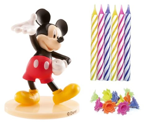 dekora | Candela Decorativa | Senza Profumo | Kit PVC Mickey Con 10 Candele Per Torte | Design Attraente