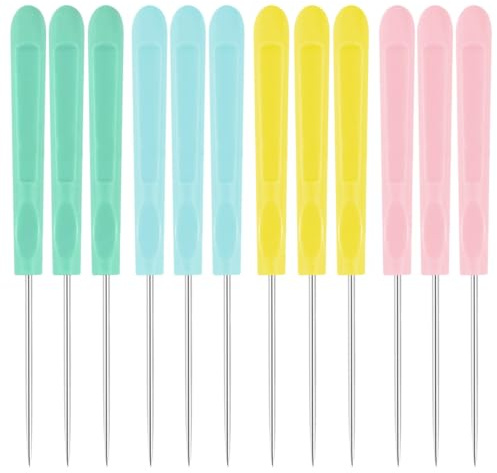 Cookie Decorating Scribe Supplies Icing Scribe Tool for Cake DIY Craft Leather Awl Tool Sewing Stainless Steel Fondant Sugar Stir Needle Biscuit Icing Pin Kit with Handle Baking Scribe Tool(12 Pieces