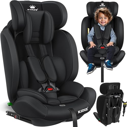 KIDIZ® Autokindersitz Kinderautositz mit Isofix Gruppe 1+2+3 9-36 kg 5-Punkt-Sicherheitsgurt, Autositz, Kindersitz, Einstellbare Kopfstütze | Mitwachsende Sitzerhöhung 1-12 Jahre, Stabil und Sicher