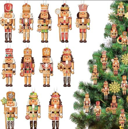 Pendentif Casse-Noisette Pour Noël,Casse-Noisette En Bois Pour Arbres De Noël,12pièces Casse-Noisettes Décoration De Noël,9.5cm D'ornements De Casse-Noisette De Noël,Décorations De Noël Casse-Noisette
