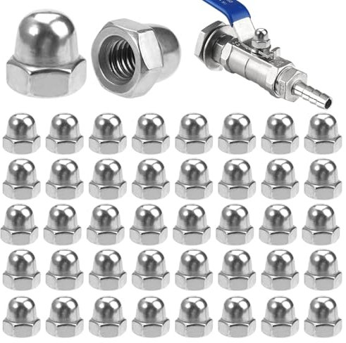 60 Stück Hutmuttern M6 Edelstahl, Hutmutter M6, Hutmuttern Set, Anti-Rost Sechskant Hutmuttern, Abriebfest Hutmutter Hohe Form,304 Edelstahl Hutmuttern M6 für Schrauben Gewindestangen, Gewindebolzen