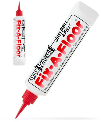 Fix A Floor Extra Strength Floor Tile Adhesive Squeezable 300ml Tube – 2-Pack Vinyl Floor Adhesive for Hollow Spots, Laminate, Creaking Wood & More – Versatile Injector Solution