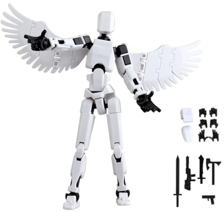 JAWUZ Hiros 13 - Robot de juguete multiarticulado impreso en 3D con alas, figura de acción Titan 13（A）