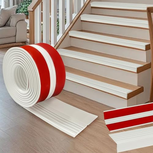 Perfil de borde de escalera autoadhesivo, 500x9.5cm de PVC, perfil de protección para escaleras, antideslizante, impermeable, en forma de L, para exteriores e interiores