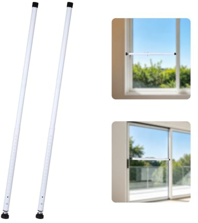 MIGUBIGU Barre de Sécurité pour Portes et Fenêtres, Réglable de 45 à 128 cm | Barre de Sécurité Baie Vitrée, Barres Anti Effraction, pour Portes et Fenêtres Coulissantes (Blanc, 2 pièces)