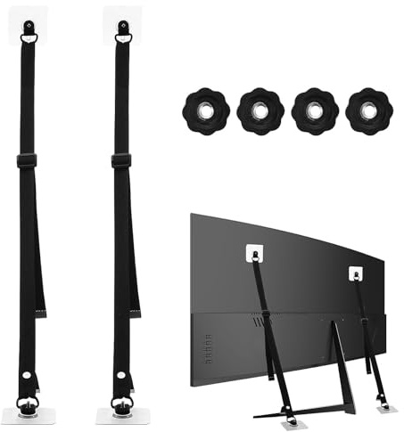 NUOBESTY Adjustable Tv Safety Straps Black for Tip Over Prevention with Easy Installation Fabric Material, Suitable for Furniture and Tvs in Homes and Offices