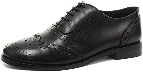 Cipriata Damen Violetta Leder Brogue Oxford Schuhe (38 EU) (Schwarz)