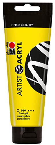 Marabu 12200044919 - Artist Acryl, Primärgelb 120 ml, feine Acrylfarbe in Künstlerqualität, auf Wasserbasis, pastose Konsistenz, hoch pigmentiert, sehr gute Brillanz und Deckkraft