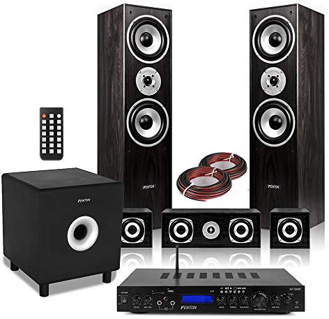 Fenton 5.1 Home Cinema Surround Sound System - Black, Powerful Theatre Speakers with Easy Connectivity, Ideal Home Theatre Audio for Movies, Music and Gaming