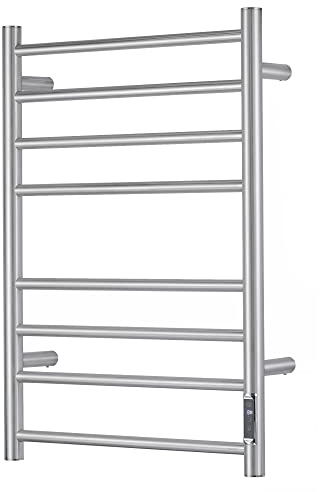 SHARNDY Towel Warmer with Built-in Timer ETW44-2S for Bathroom Wall Mounted Bath Towel Heater Plug-in Electric Heated Towel Rack Brushed