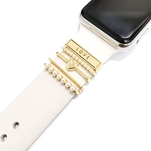 Boucles d'anneau décoratives en acier inoxydable Bijoux Accessoire de bracelet de montre Compatible avec Apple Watch Bracelets en Charms pour Galaxy Watch Band Fit for All Watch Bands 4