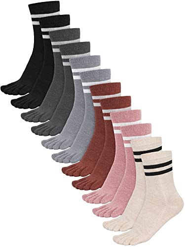 Zhanmai 6 Pairs Women Toe Socks Cotton Five Toe Socks for Breathable Athletic Running Toe Separator Socks for Women Men (Multicolor)