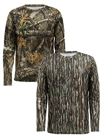 Realtree Men's 2 Pack Long Sleeve Performance Tees, Realtree Edge/Original, Medium
