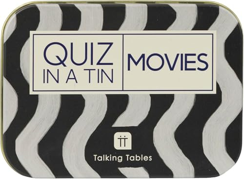Talking Tables QUIZ IN A TIN Movie Trivia Quiz Game Film Buffs’ Party Game Questions, 100 Double-Sided Question Cards, Fun for Adults and Teens, After Dinner, Secret Santa, Made