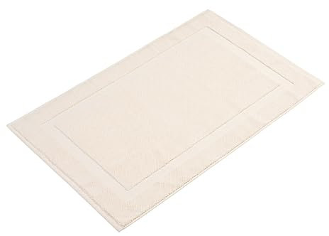 herzbach home Badvorleger 100% Baumwolle | Duschvorleger | 1.000 g/m² | Saugfähig | Waschbar (Creme, 50 x 80 cm)
