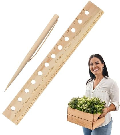 Modello da giardino da semina - Righello a legno con Dibber | Strumento di spaziatura accurato per orti, erbe e fiori, accessorio essenziale per la crescita e l'organizzazione delle piante