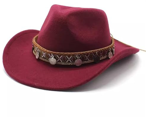 SLEDEZ Klassisk topp hatt för män western cowboy melon hatt för män och kvinnor, jazzhatt i filt