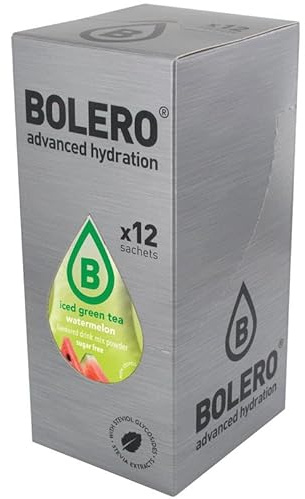 Bolero Drink Box 12x8g | Té Verde Helado Sandía | Sin Azúcar | Bajo en Calorías | Bebida Instantánea Refrescante y Saludable